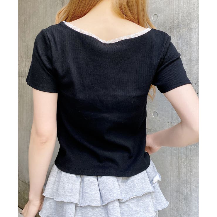 衿レース付フロントギャザーリボンリブTOPs | INGNI  | 詳細画像39 