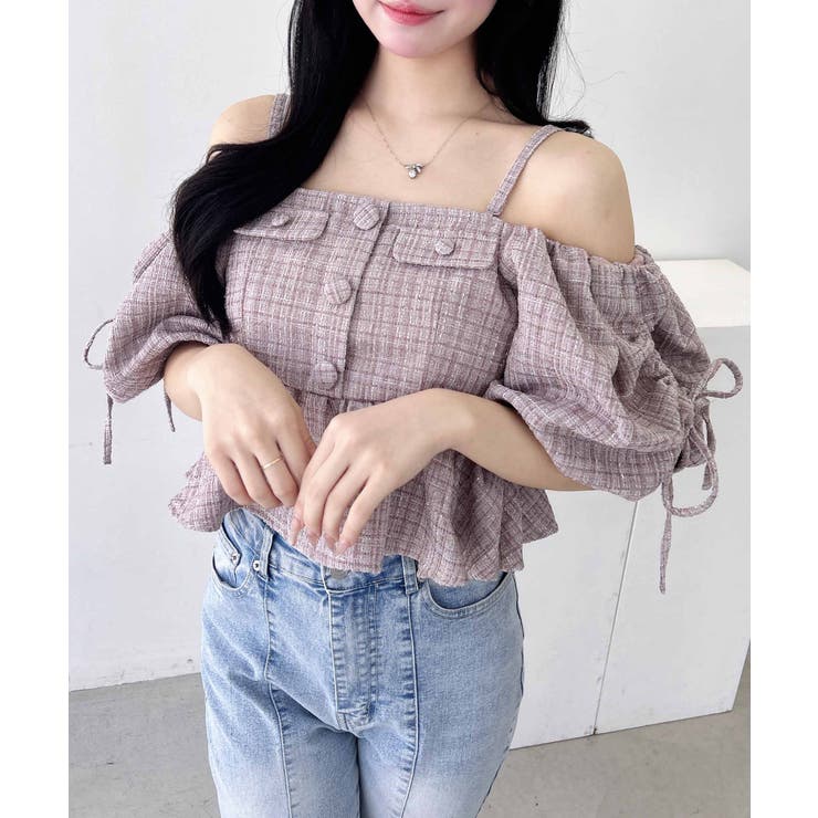 ツイードペプラムオフショルブラウス | INGNI  | 詳細画像3 