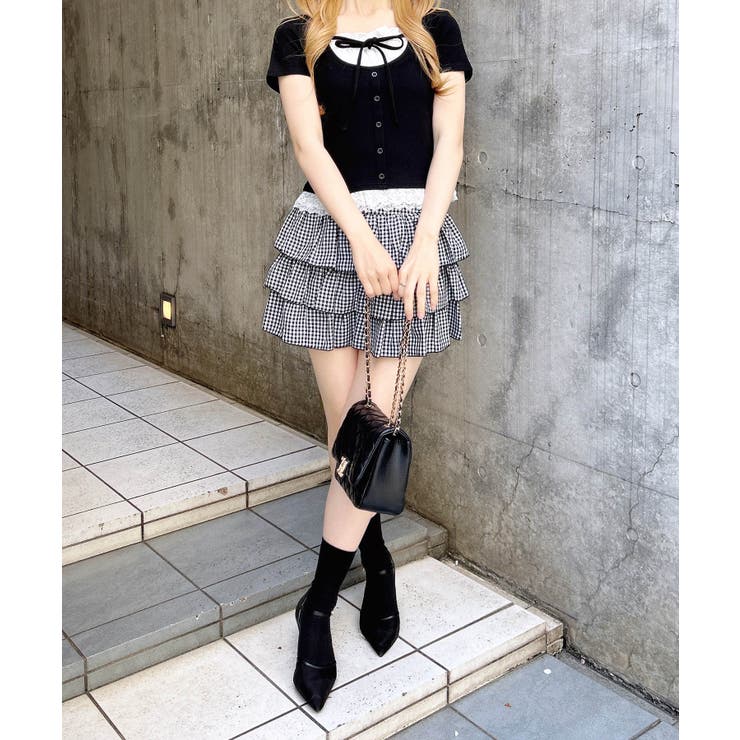 レースレイヤード風リボン付きリブTOPs | INGNI  | 詳細画像41 