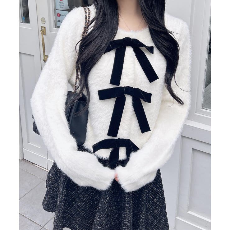 7Gベロアリボンフェザーニットカーディガン | INGNI  | 詳細画像2 