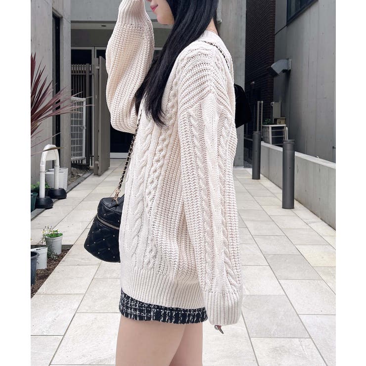 5G Backベロアリボンケーブルチュニックニット | INGNI  | 詳細画像3 