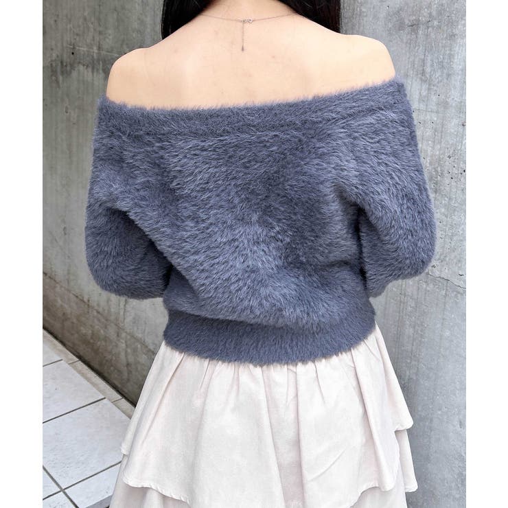 7Gオフショルレザー貼付ロゴシャギーニット | INGNI  | 詳細画像11 