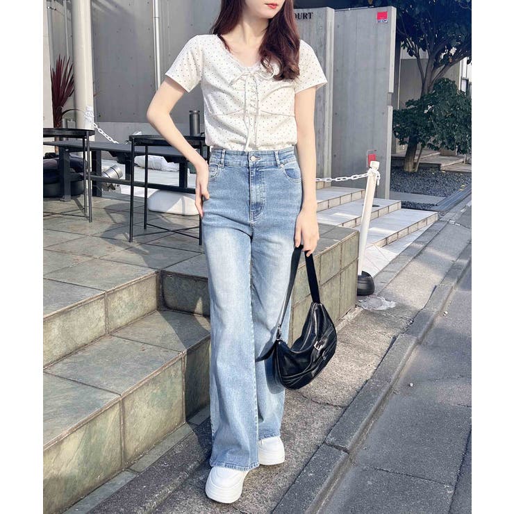 衿レース付フロントギャザーリボンリブTOPs | INGNI  | 詳細画像6 