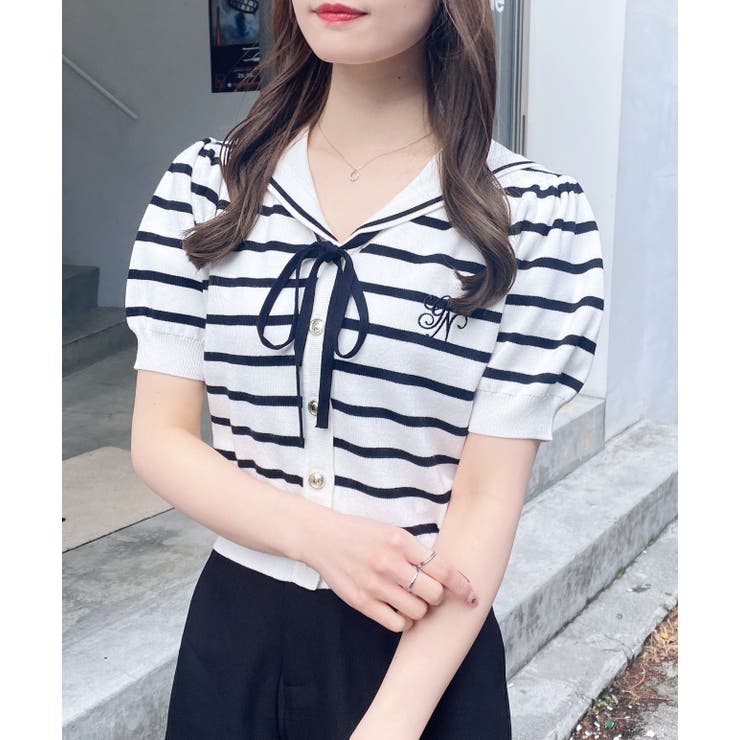 12Gセーラーカラー配色ニットカーディガン | INGNI  | 詳細画像3 