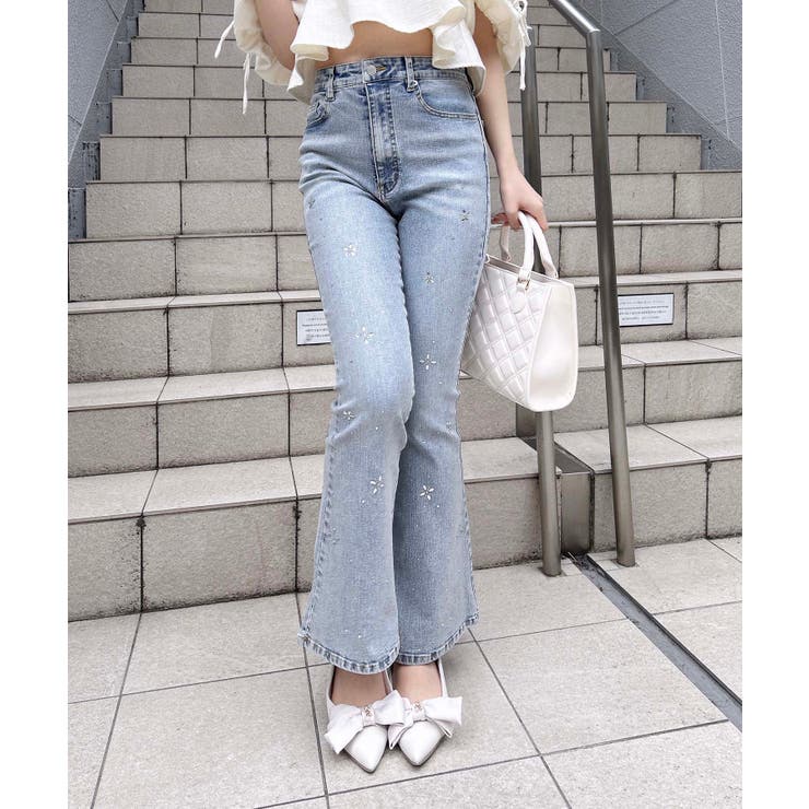 ビジュ付フレアデニムパンツ | INGNI  | 詳細画像3 