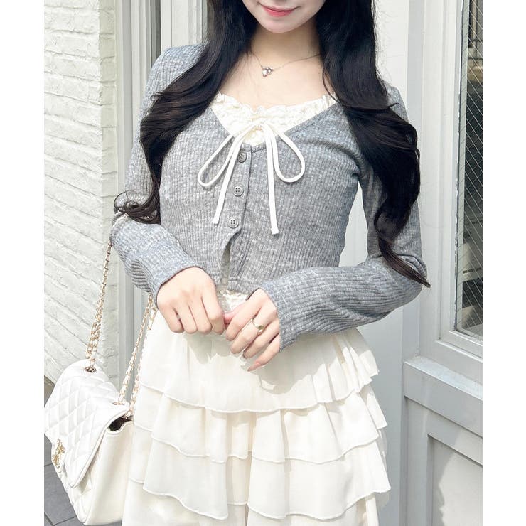 グレー | レースレイヤードカーデTOPs | INGNI 
