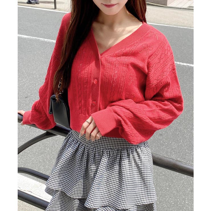 リボン柄パターンメッシュニットカーディガン | INGNI  | 詳細画像10 