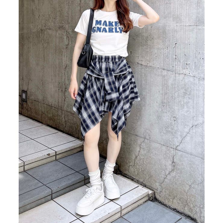 ISA ARFEN イタリア製 チェック柄 コットンパンツ UK10 腰巻シャツ風チェック柄スカパン[品番：INGW0010969]｜INGNI