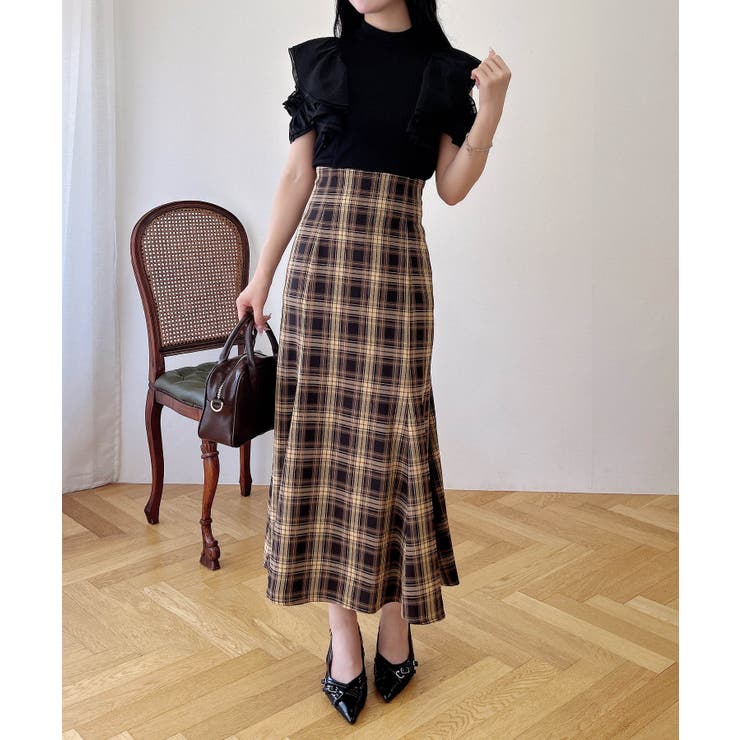 チェック柄ドッキングワンピース[品番：INGW0010993]｜INGNI