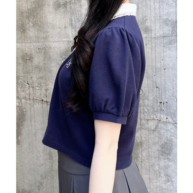 衿レース付胸ロゴポロシャツ | INGNI  | 詳細画像3 