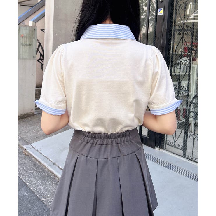 12G Wカラー配色半袖ポロニット | INGNI  | 詳細画像19 