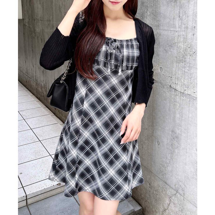 チェック柄ミニキャミワンピ[品番：INGW0010808]｜INGNI