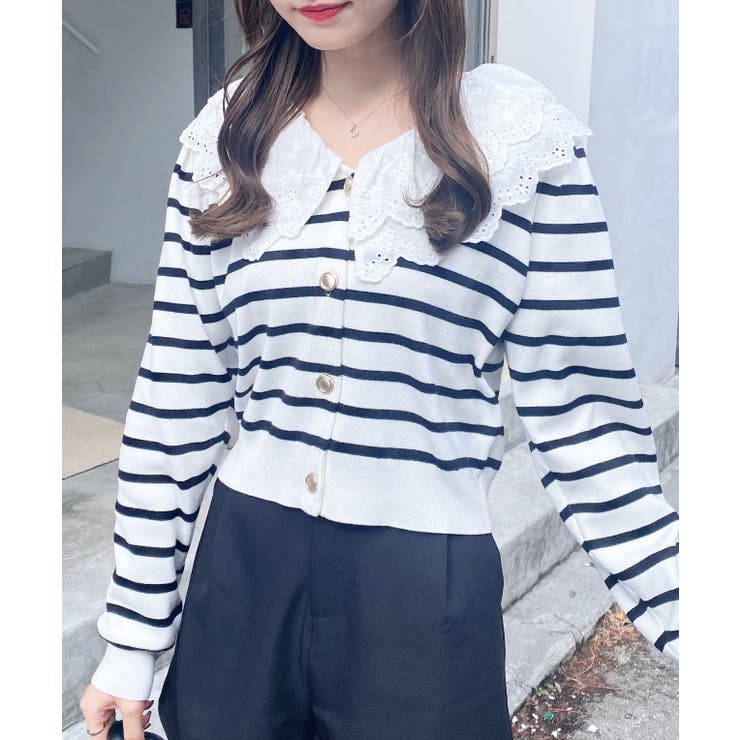 12Gレースフリル衿ニットカーディガン | INGNI  | 詳細画像1 