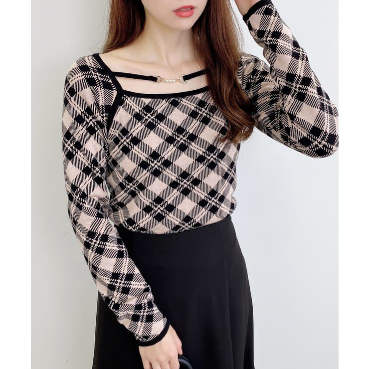 12Gパールビット付きチェックJQニット | INGNI  | 詳細画像16 