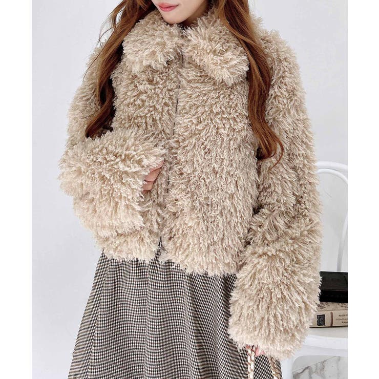 ステンカラーフロント.ZIPプードルファーブルゾン[品番：INGW0011099