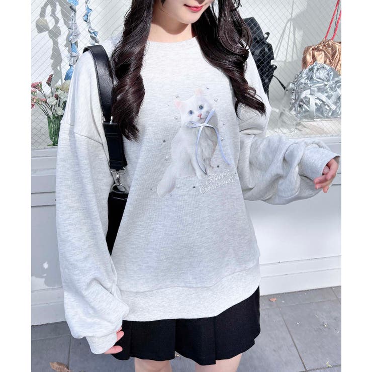 装飾リボン付ねこ裏毛トップス | INGNI  | 詳細画像15 