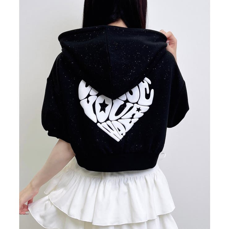 Backハートラメミニ裏毛ショートZIPパーカー | INGNI  | 詳細画像27 