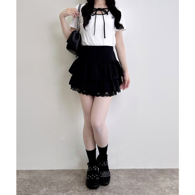 配色パイピングリボンラインストーン飛ばしリブTOPs | INGNI  | 詳細画像5 