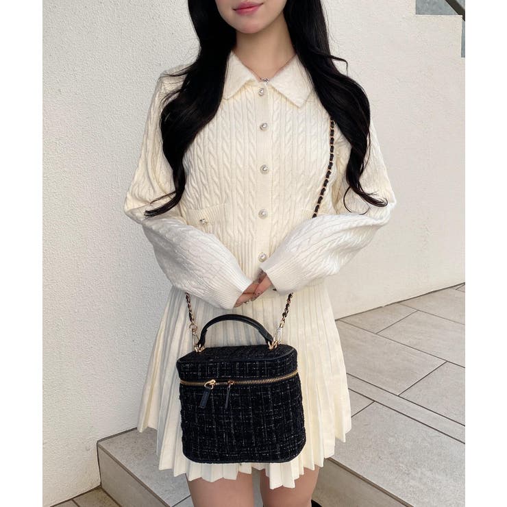 7Gフェザー衿ケーブルニットカーディガン+ニットスカート/セット | INGNI  | 詳細画像23 