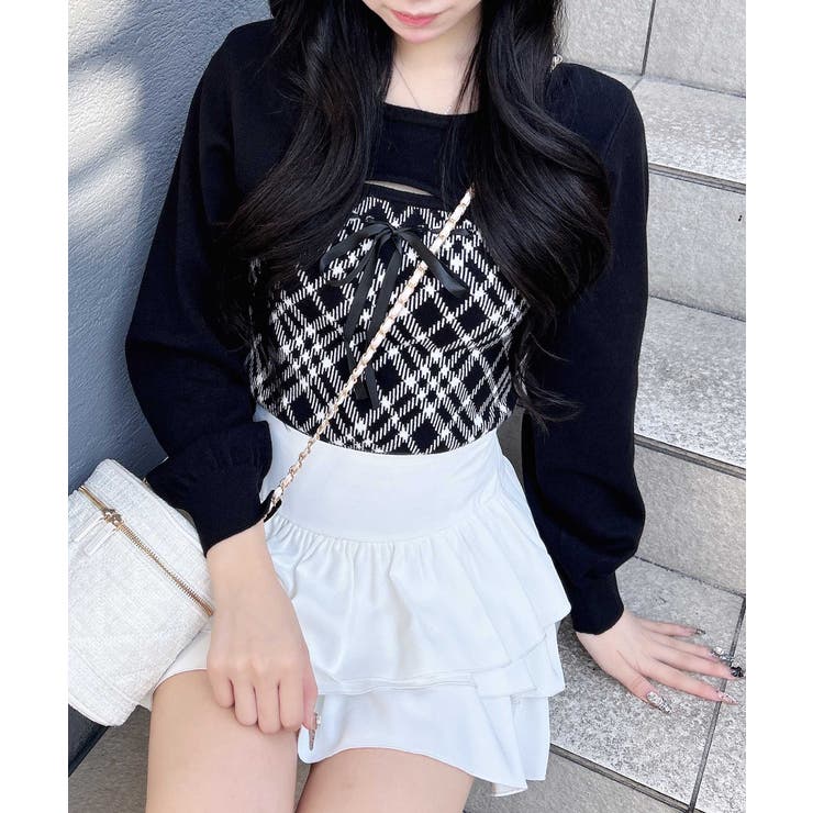 12Gチェック柄デコルテオープンニット | INGNI  | 詳細画像7 