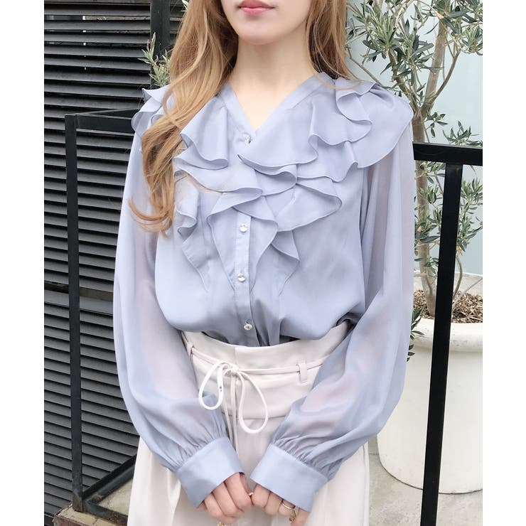 装飾釦ラメシアーフリルブラウス | INGNI  | 詳細画像9 