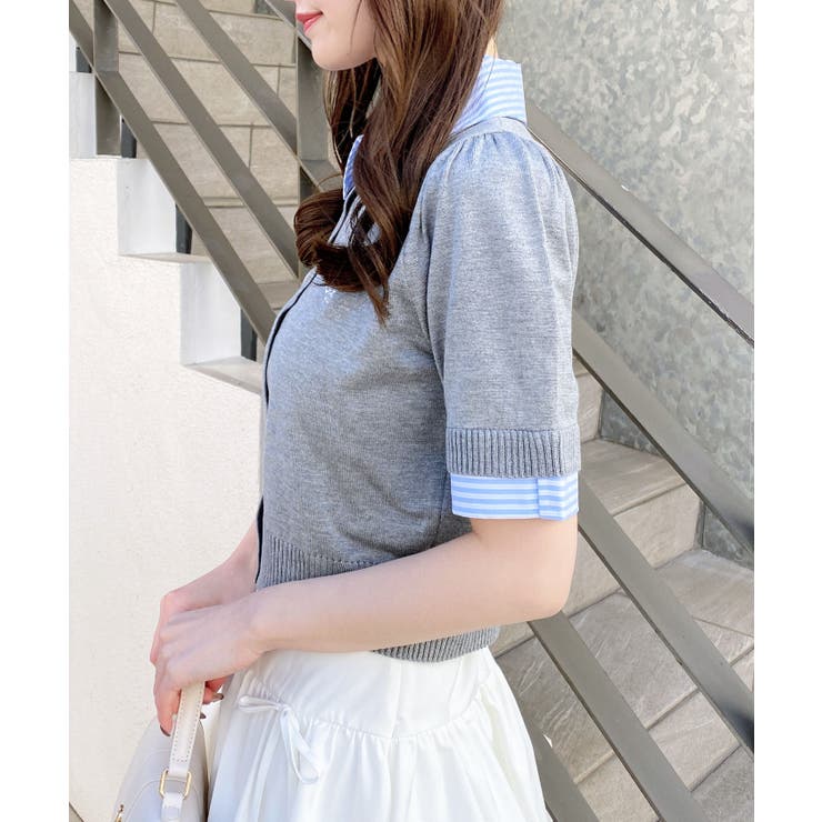 12G Wカラー配色半袖ポロニット | INGNI  | 詳細画像4 