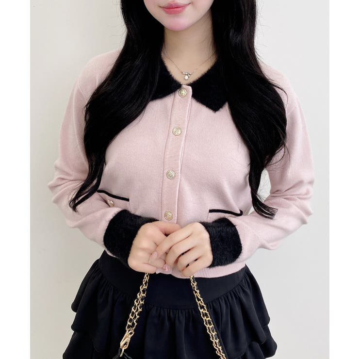 12Gフェザー衿配色ニットカーディガン | INGNI  | 詳細画像10 