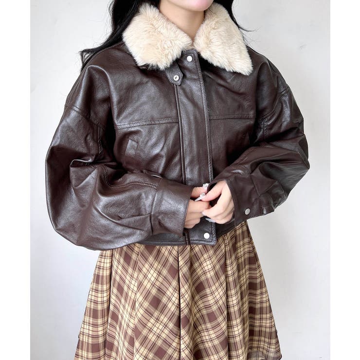 ファーティペット付フェイクレザーショートブルゾン | INGNI  | 詳細画像1 