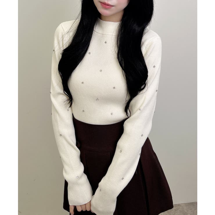 12G ハイネックビジュ付リブニット | INGNI  | 詳細画像2 