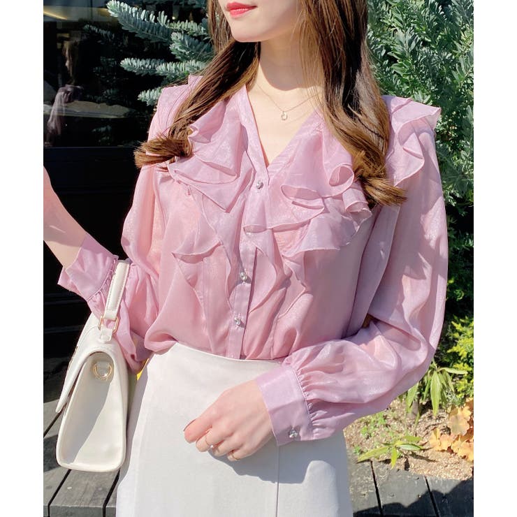 装飾釦ラメシアーフリルブラウス | INGNI  | 詳細画像16 