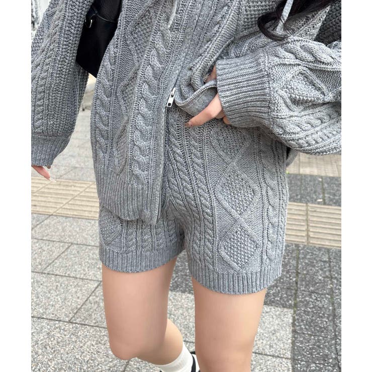 グレー | ケーブルニットショートパンツ | INGNI 