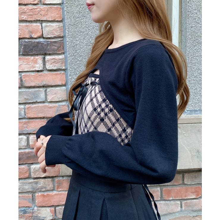 12Gチェック柄デコルテオープンニット | INGNI  | 詳細画像16 