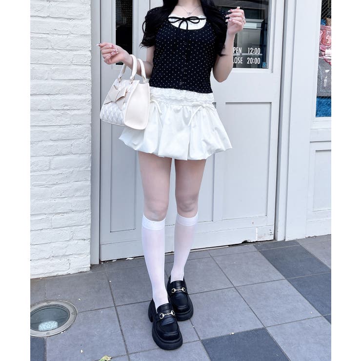 レースレイヤード風リボン付きリブTOPs | INGNI  | 詳細画像6 