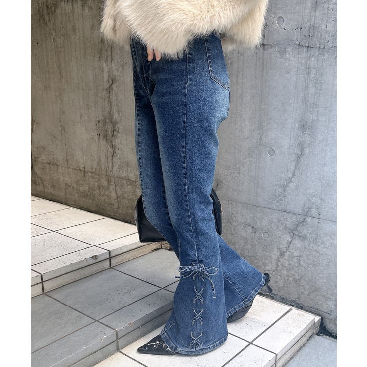 センターシームレースアップフレアデニムパンツ | INGNI  | 詳細画像12 