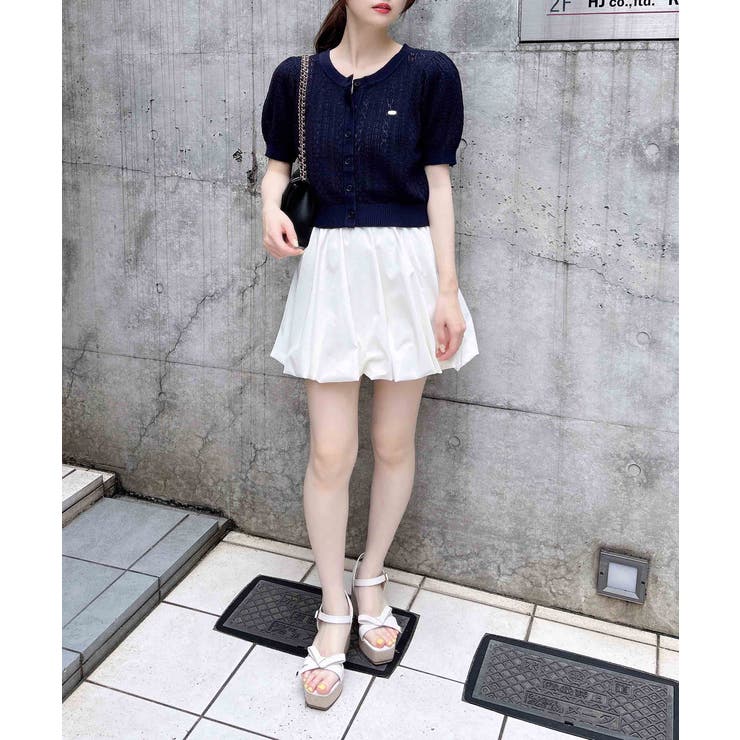 プレート付パターンメッシュ半袖ニットカーディガン | INGNI  | 詳細画像10 