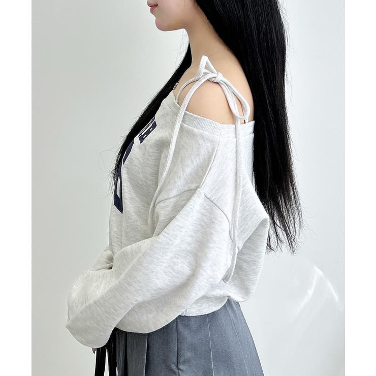 オフショル肩リボンナンバリング裏毛トップス | INGNI  | 詳細画像13 