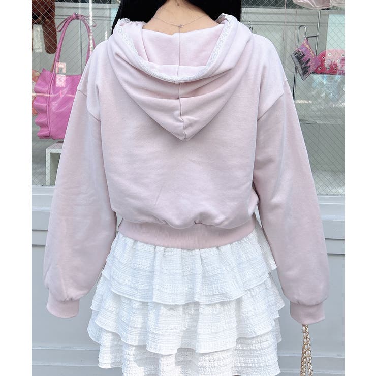 レース付胸ロゴ裏毛ショートZIPパーカー | INGNI  | 詳細画像15 