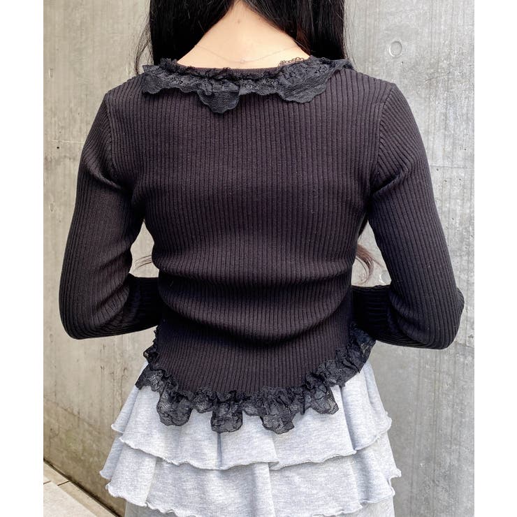 12Gフリルレースドッキングリブニットカーディガン | INGNI  | 詳細画像20 