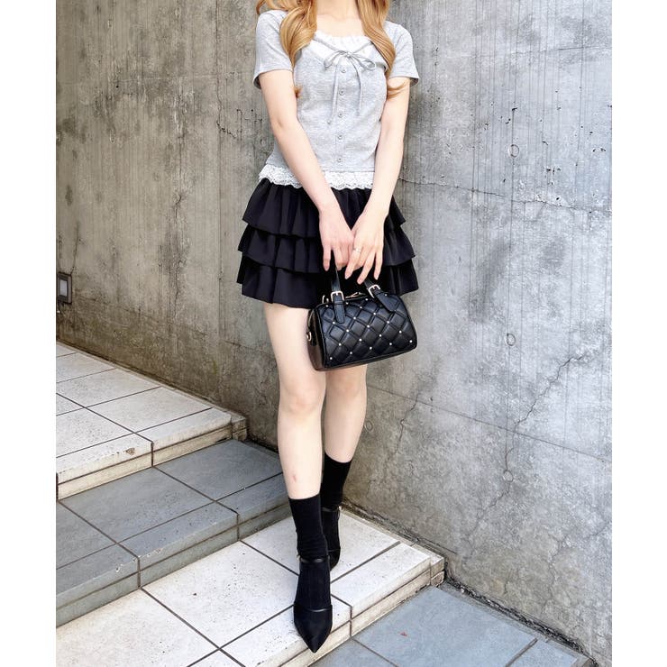 レースレイヤード風リボン付きリブTOPs | INGNI  | 詳細画像21 