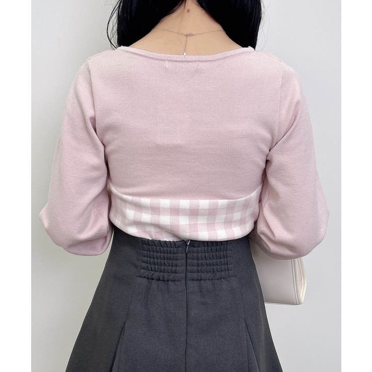 12Gギンガムチェック柄デコルテオープンニット | INGNI  | 詳細画像10 