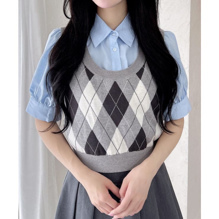 アーガイルニットベスト+シャツセット[品番：INGW0010991]｜INGNI