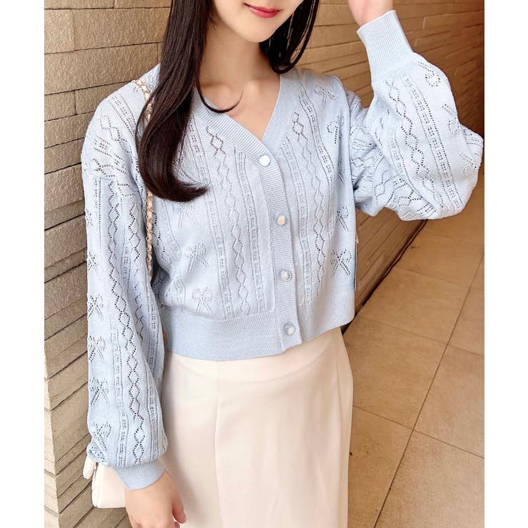 未使用ピノーレ シフォン重ね仕様 ニット カーディガン 花柄 38 M 自由区 未使用ピノーレ シフォン重ね仕様 ニット カーディガン 花柄 38