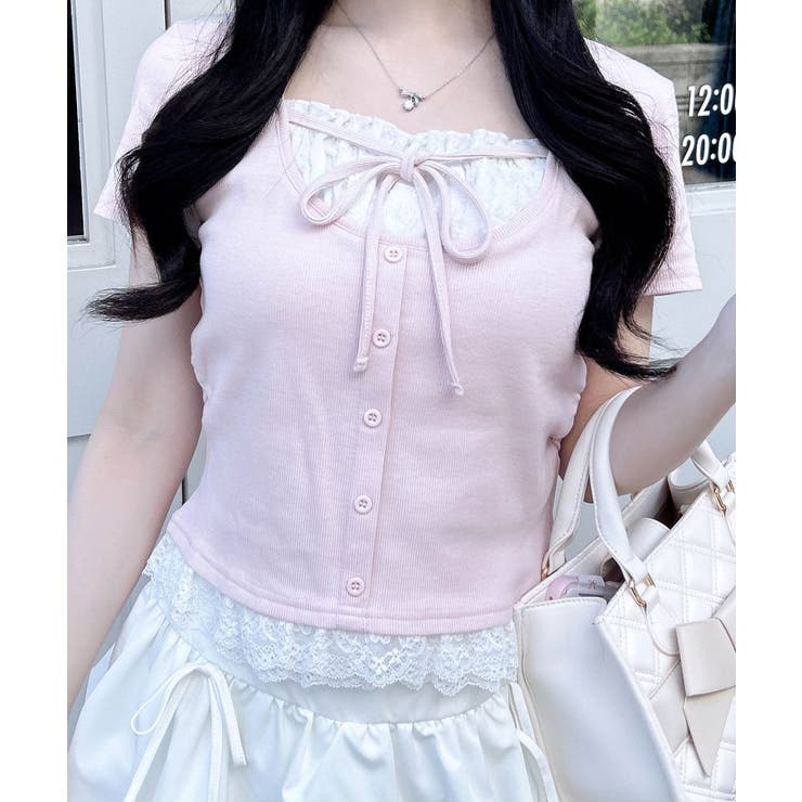 レースレイヤード風リボン付きリブTOPs | INGNI  | 詳細画像29 