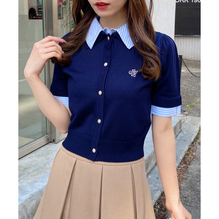 12G Wカラー配色半袖ポロニット | INGNI  | 詳細画像9 