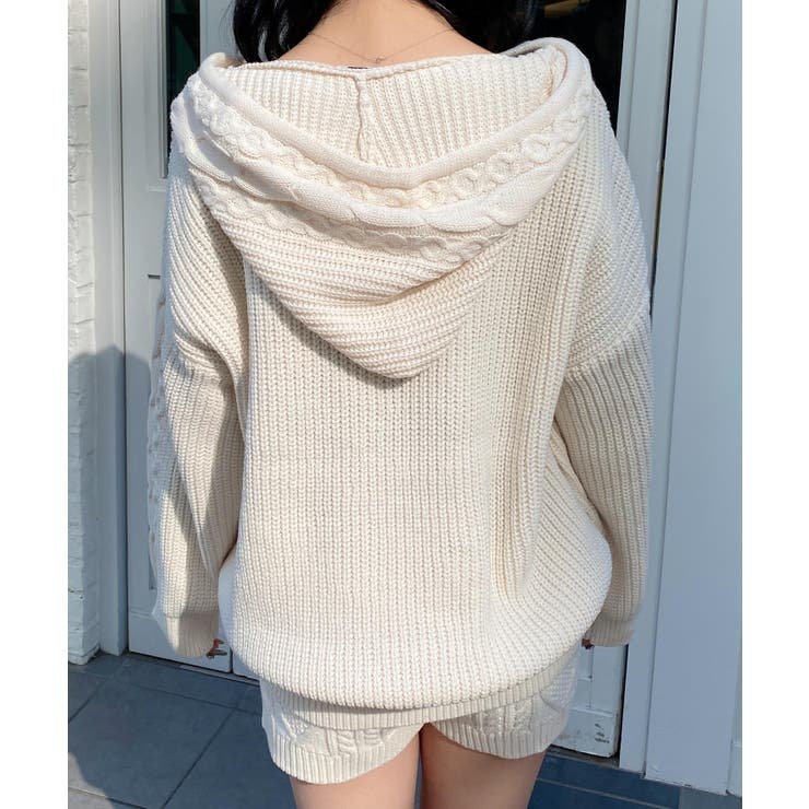 5Gポンポン付ケーブルチュニックニットパーカー | INGNI  | 詳細画像5 