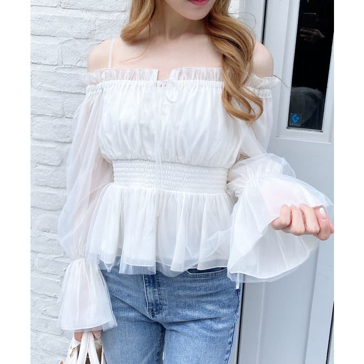 チュールオフショルブラウス | INGNI  | 詳細画像1 