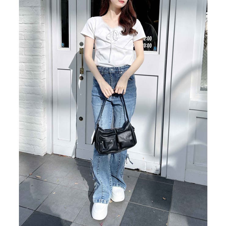 衿レース付フロントギャザーリボンリブTOPs | INGNI  | 詳細画像27 