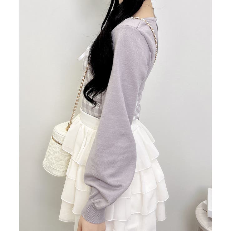 12Gギンガムチェック柄デコルテオープンニット | INGNI  | 詳細画像15 