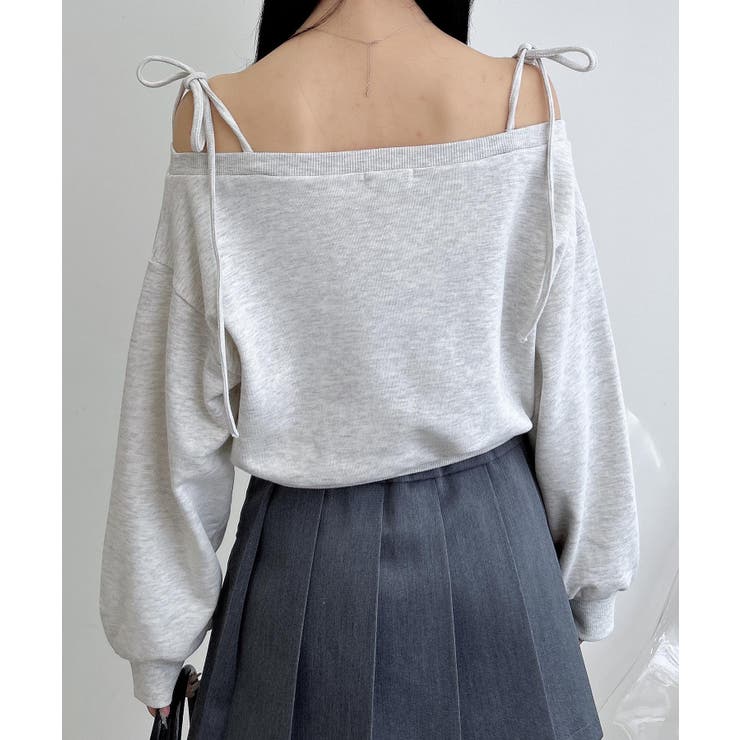 オフショル肩リボンナンバリング裏毛トップス | INGNI  | 詳細画像14 