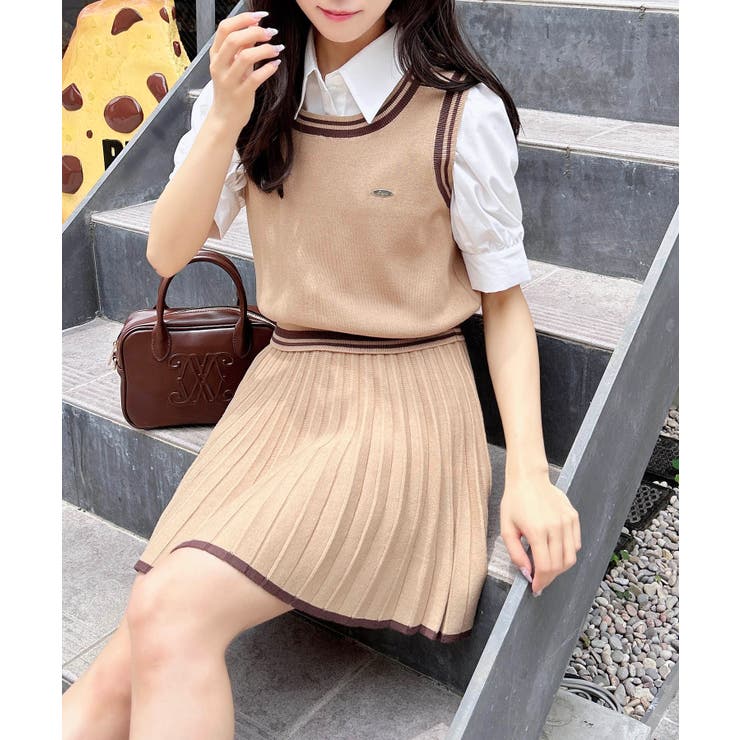 ベージュ | ニットベスト+ニットミニスカート/セット | INGNI 
